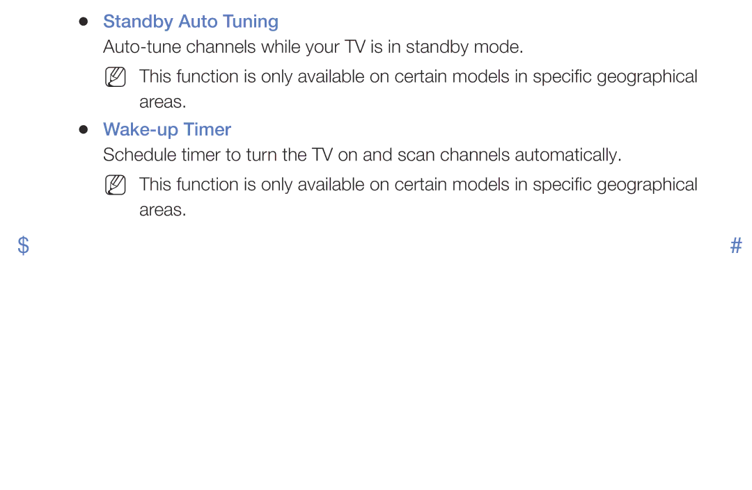 Samsung LT28E310MXT/NG manual Standby Auto Tuning, Wake-up Timer 