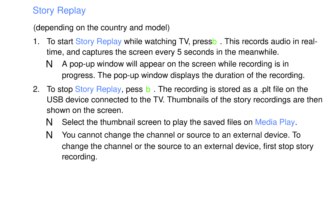 Samsung LT28E310MXT/NG manual Story Replay 