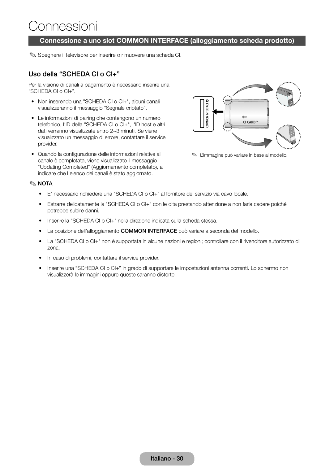 Samsung LT28E316EI/EN, LT24E310EI/EN manual Uso della Scheda CI o CI+ 