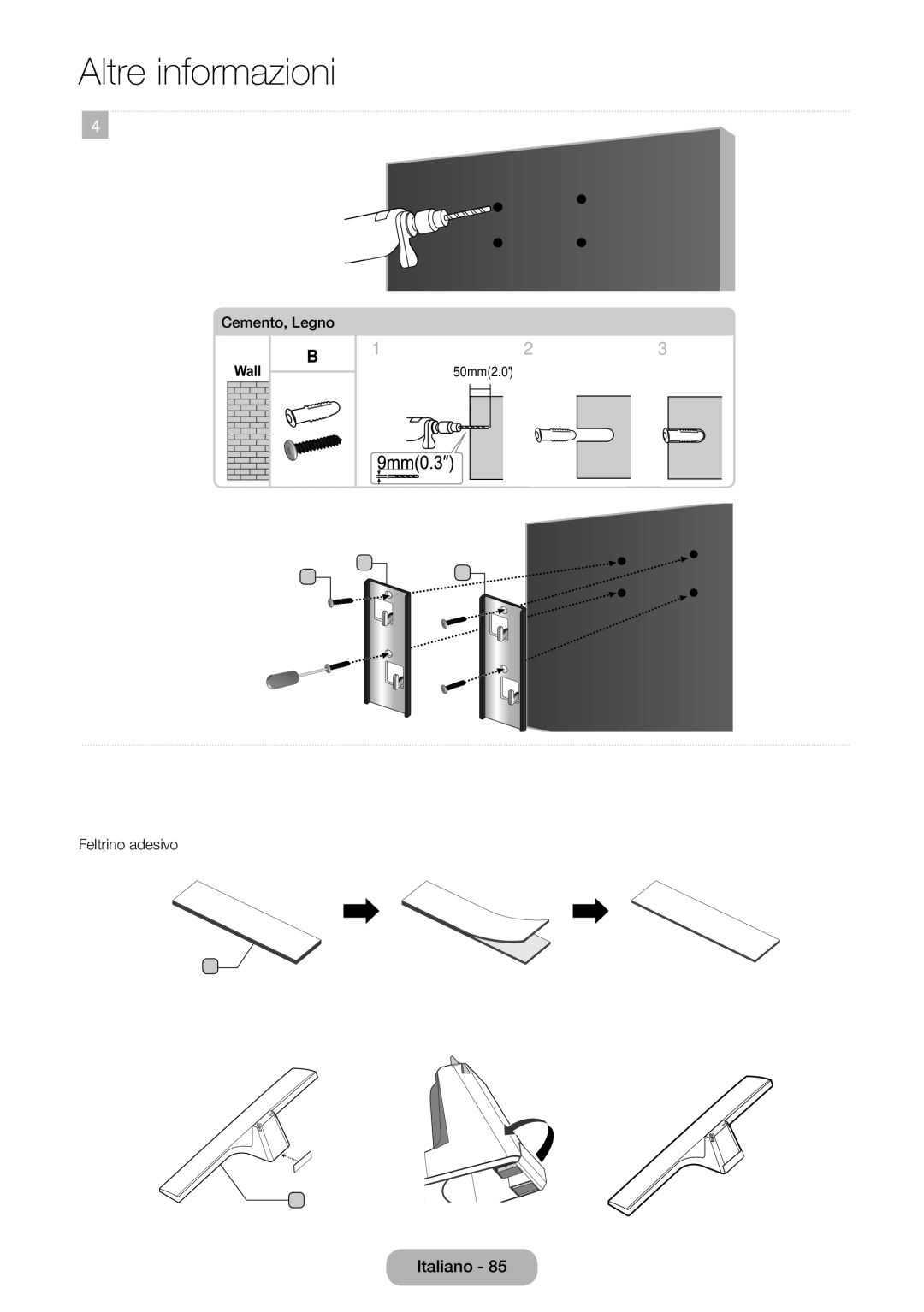 Samsung LT24E310EI/EN, LT28E316EI/EN manual Cemento, Legno 