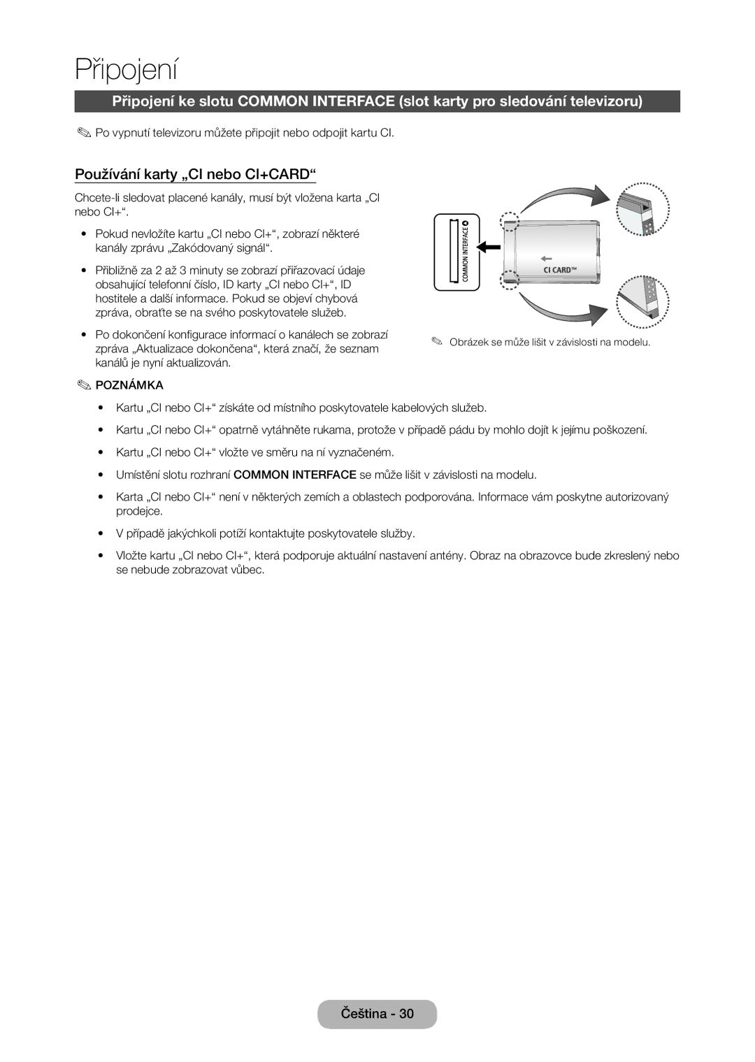 Samsung LT28E316EI/EN, LT24E310EI/EN manual Používání karty „CI nebo CI+CARD 