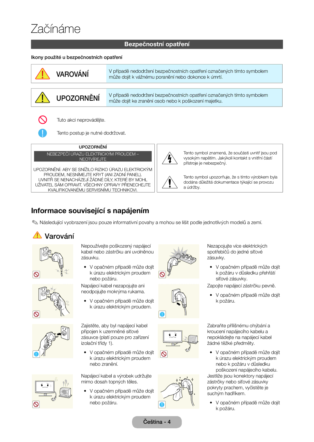 Samsung LT28E316EI/EN, LT24E310EI/EN manual Informace související s napájením, Bezpečnostní opatření 