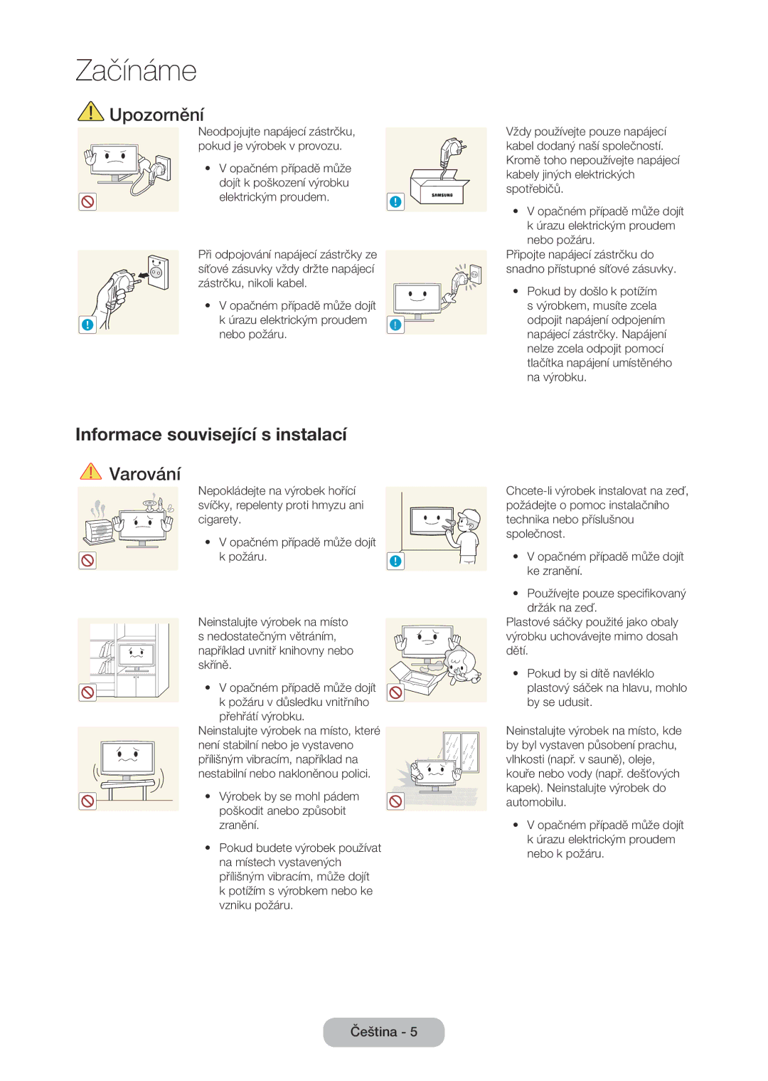 Samsung LT24E310EI/EN, LT28E316EI/EN manual Upozornění, Informace související s instalací 