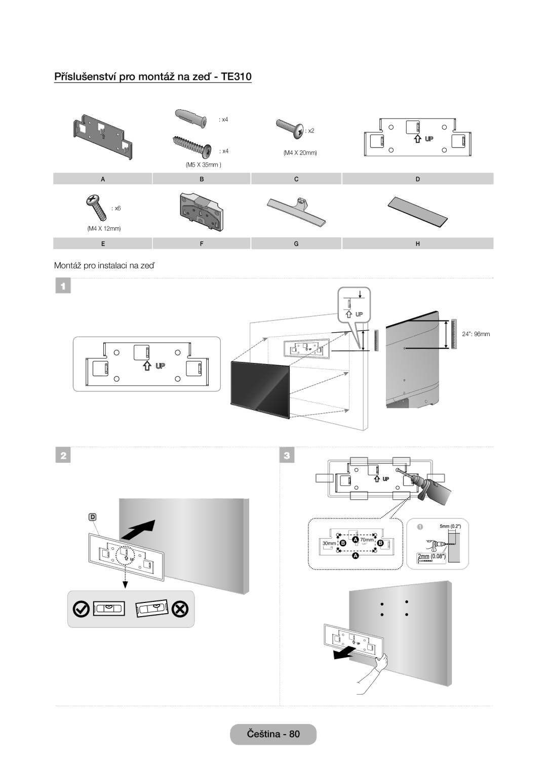 Samsung LT28E316EI/EN, LT24E310EI/EN manual Příslušenství pro montáž na zeď TE310 