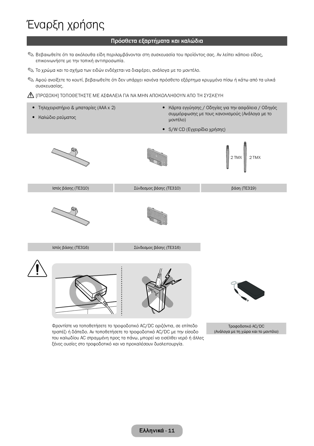 Samsung LT24E310EI/EN, LT28E316EI/EN manual Πρόσθετα εξαρτήματα και καλώδια, ΤΜΧ 2 ΤΜΧ 