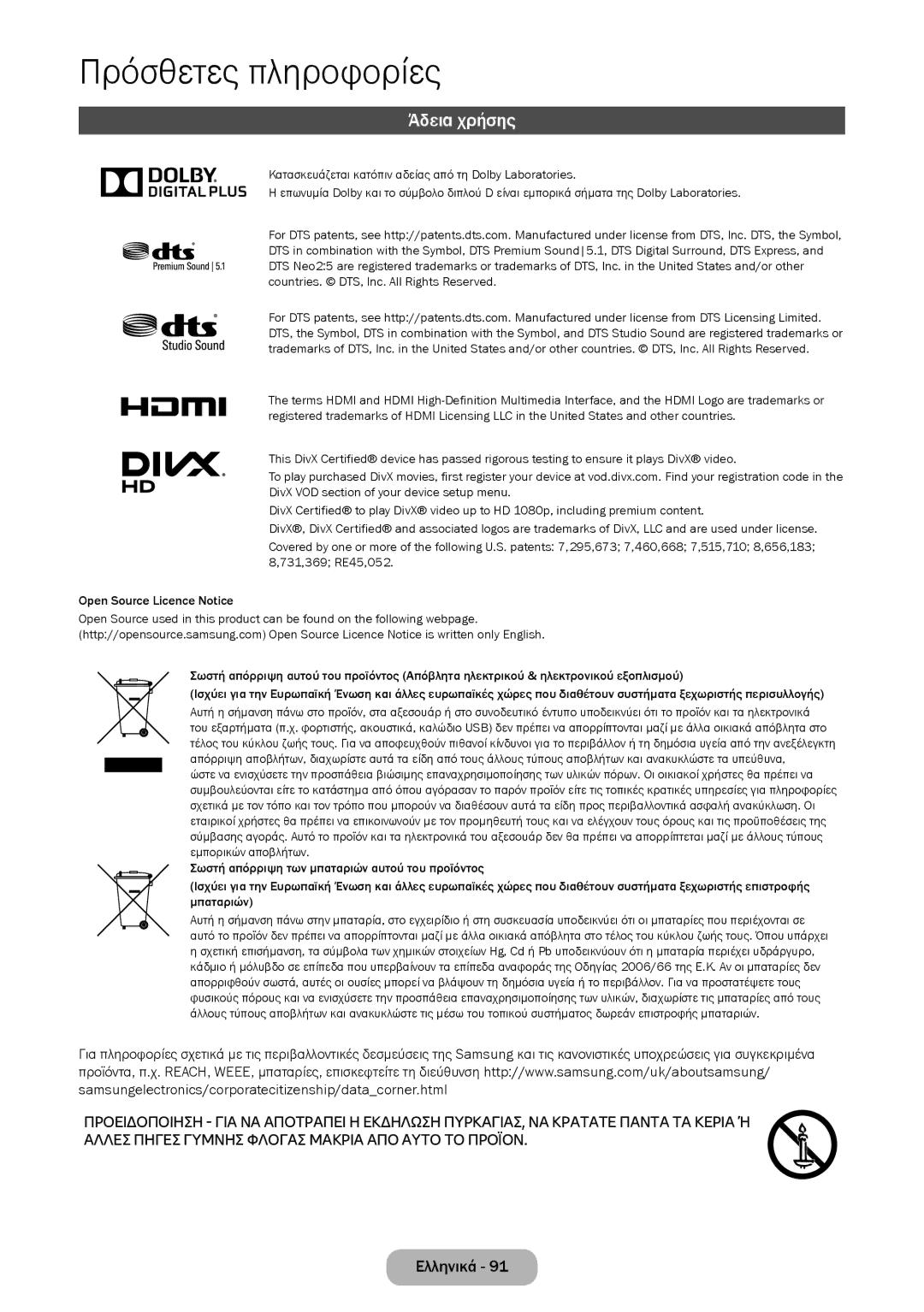 Samsung LT24E310EI/EN, LT28E316EI/EN manual Άδεια χρήσης 