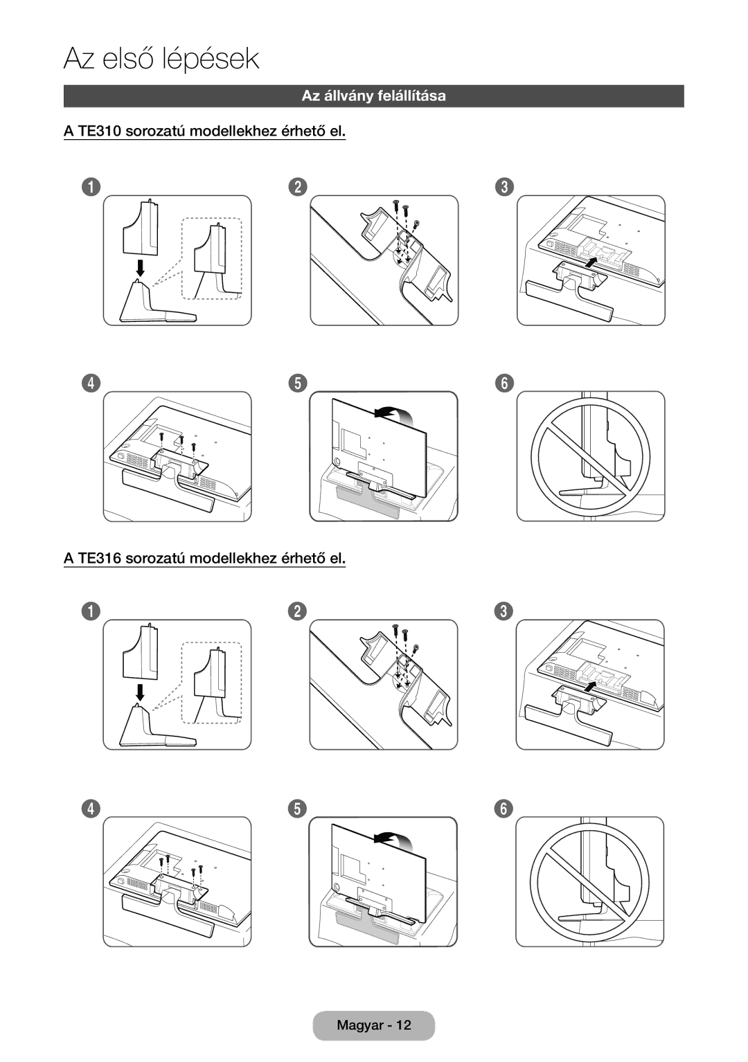 Samsung LT28E316EI/EN, LT24E310EI/EN manual Az állvány felállítása 