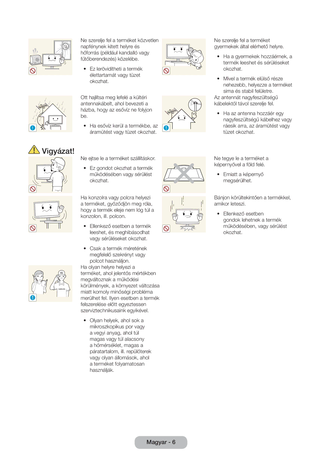 Samsung LT28E316EI/EN, LT24E310EI/EN manual Ne szerelje fel a terméket gyermekek által elérhető helyre 