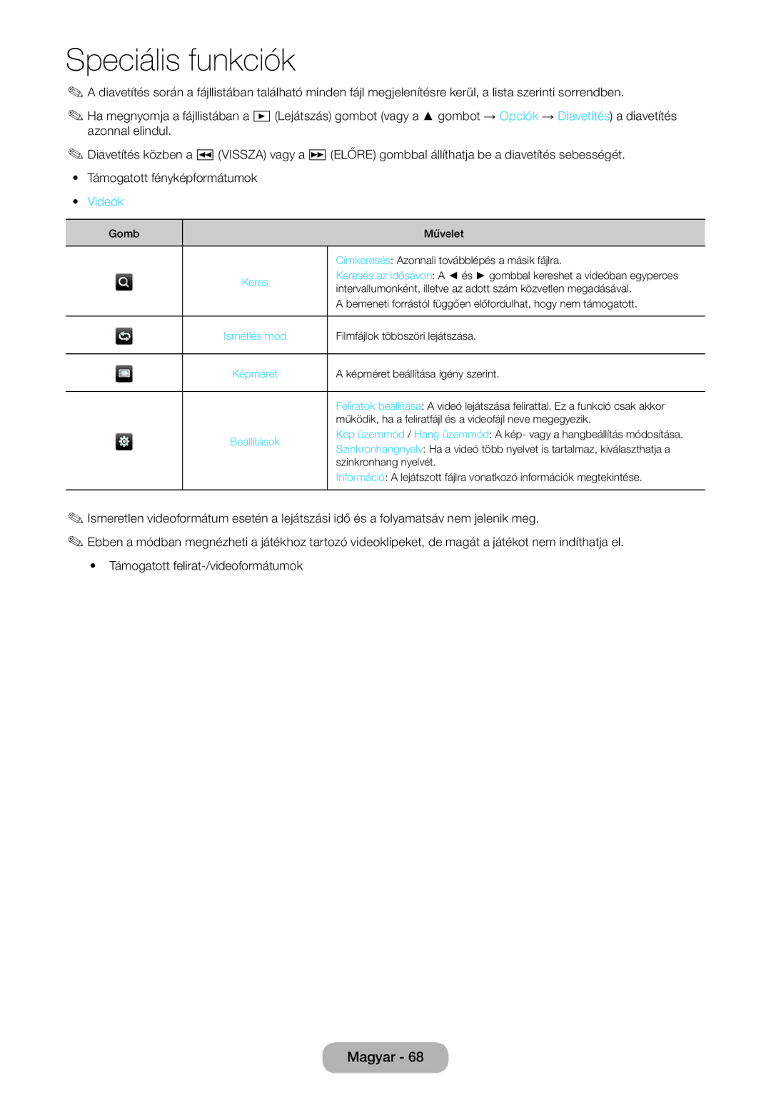 Samsung LT28E316EI/EN, LT24E310EI/EN manual Videók, Képméret 