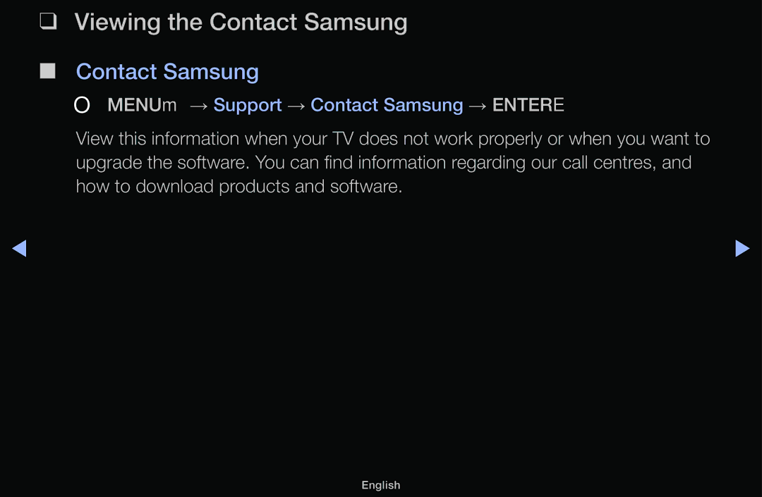 Samsung LT31D310EW/EN, LT31D310EX/EN, LT31D310EW/XU manual Viewing the Contact Samsung 