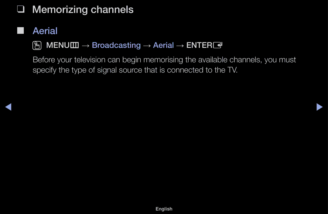 Samsung LT31D310EW/XU, LT31D310EW/EN, LT31D310EX/EN manual Memorizing channels, Aerial 