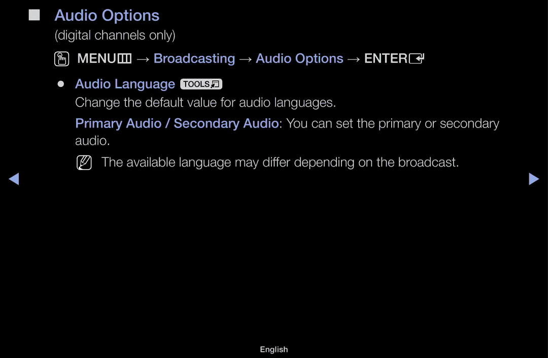 Samsung LT31D310EX/EN, LT31D310EW/EN, LT31D310EW/XU manual Audio Options 