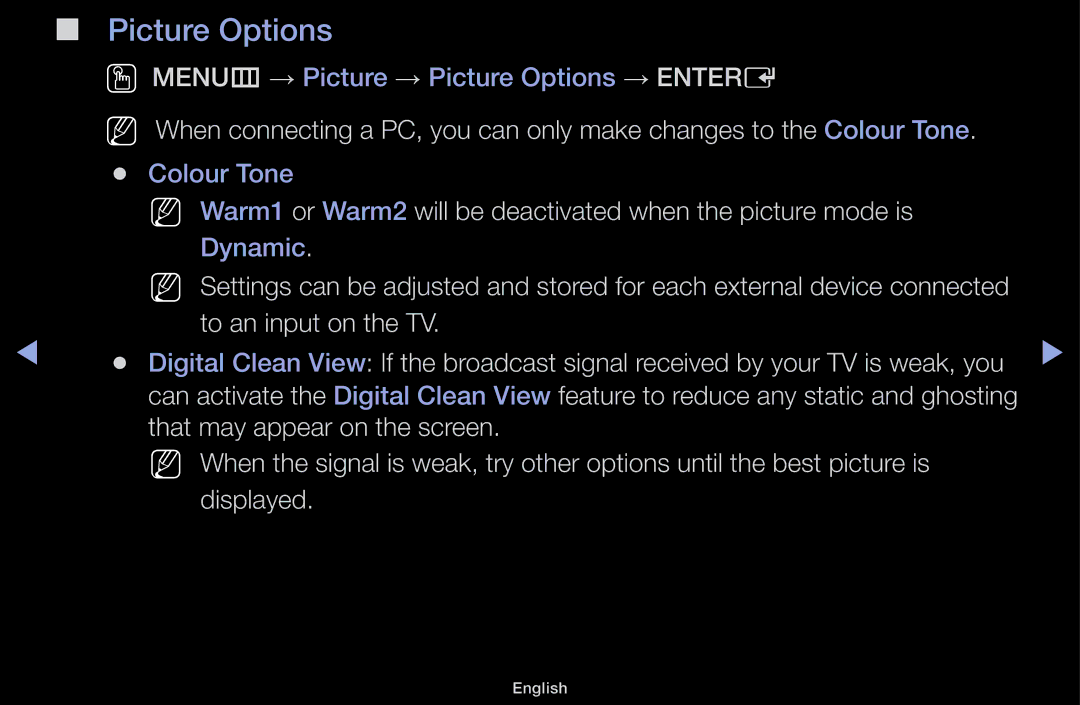 Samsung LT31D310EW/EN, LT31D310EX/EN, LT31D310EW/XU manual Picture Options, To an input on the TV 