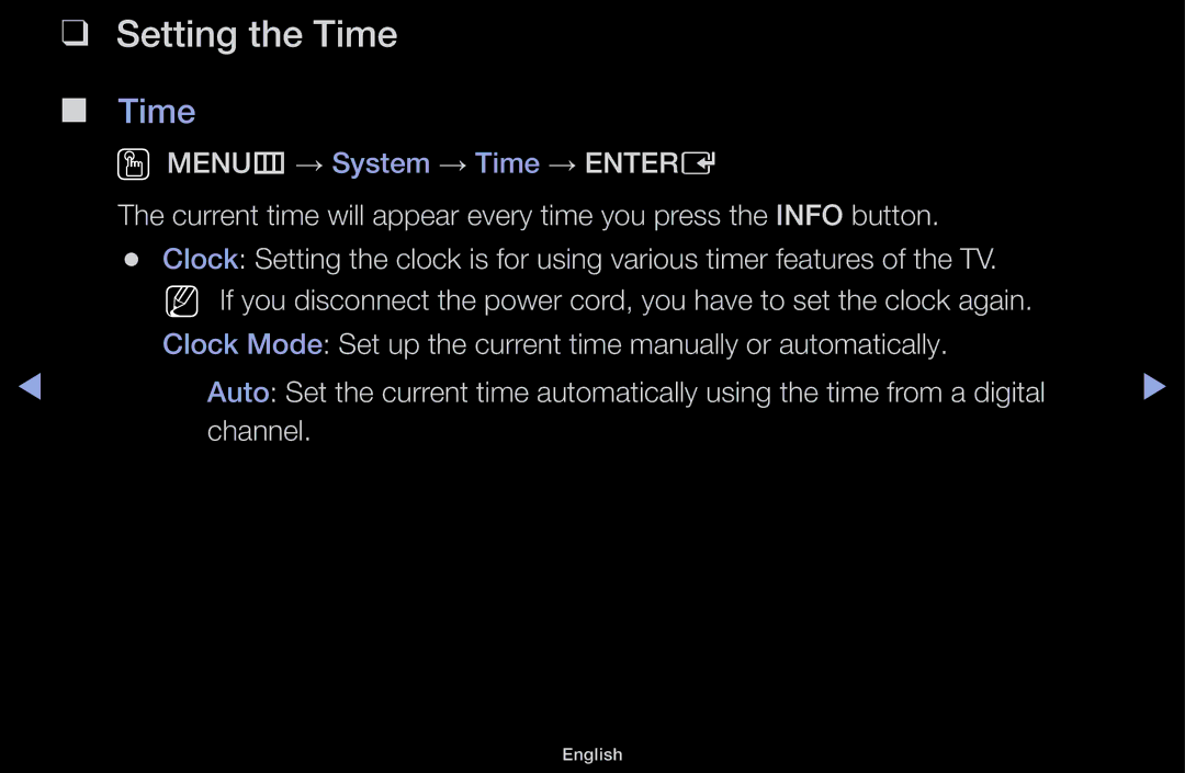 Samsung LT31D310EW/EN, LT31D310EX/EN, LT31D310EW/XU manual Setting the Time 