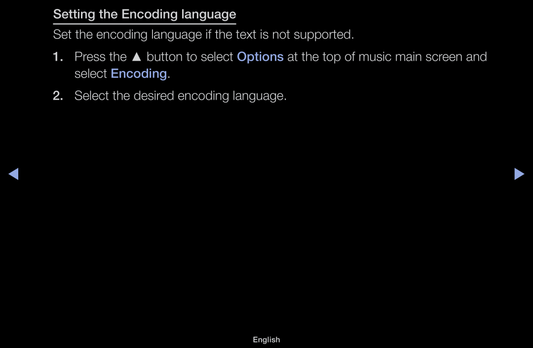 Samsung LT31D310EX/EN manual Setting the Encoding language, Set the encoding language if the text is not supported, English 