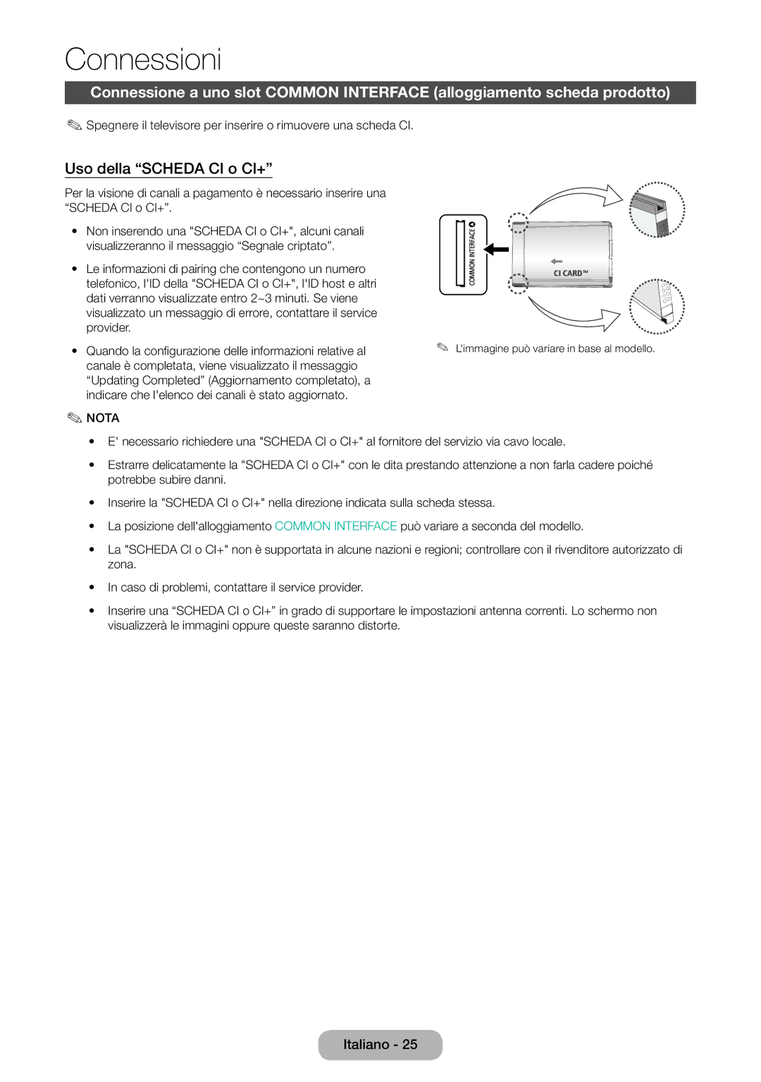 Samsung LT31D310EX/EN, LT31D310EW/EN manual Uso della Scheda CI o CI+ 