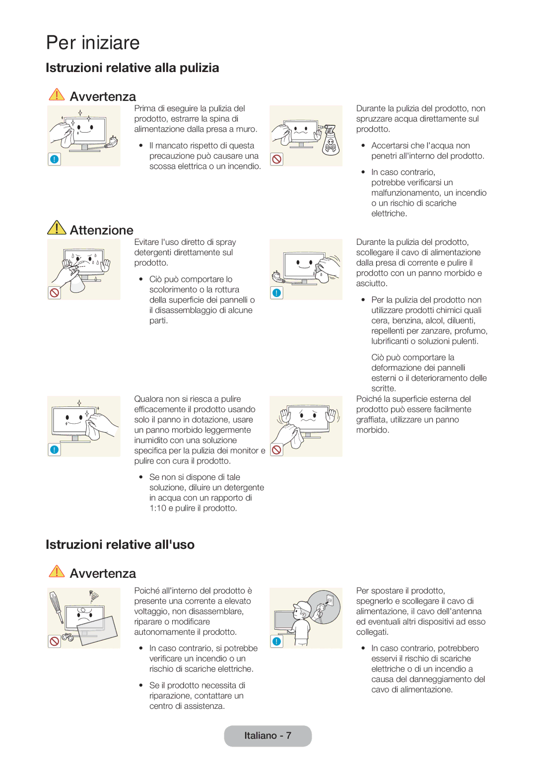 Samsung LT31D310EX/EN, LT31D310EW/EN manual Istruzioni relative alla pulizia, Istruzioni relative alluso 