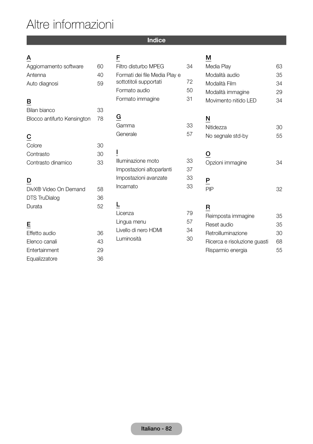 Samsung LT31D310EW/EN, LT31D310EX/EN manual Indice, Pip 