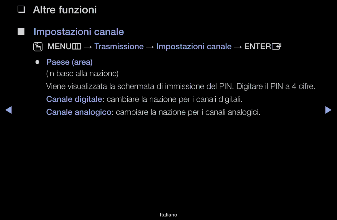 Samsung LT31D310EW/EN, LT31D310EX/EN manual Altre funzioni, Impostazioni canale 