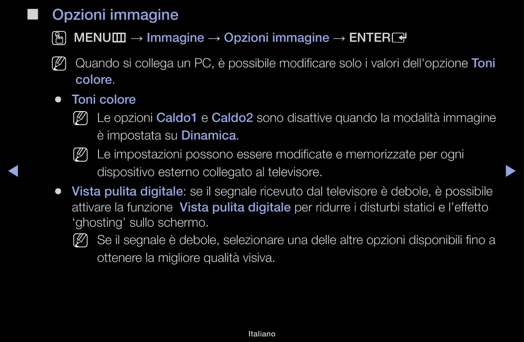 Samsung LT31D310EX/EN, LT31D310EW/EN manual Opzioni immagine 