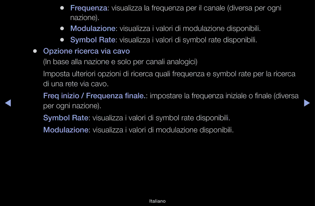 Samsung LT31D310EX/EN, LT31D310EW/EN manual Base alla nazione e solo per canali analogici 