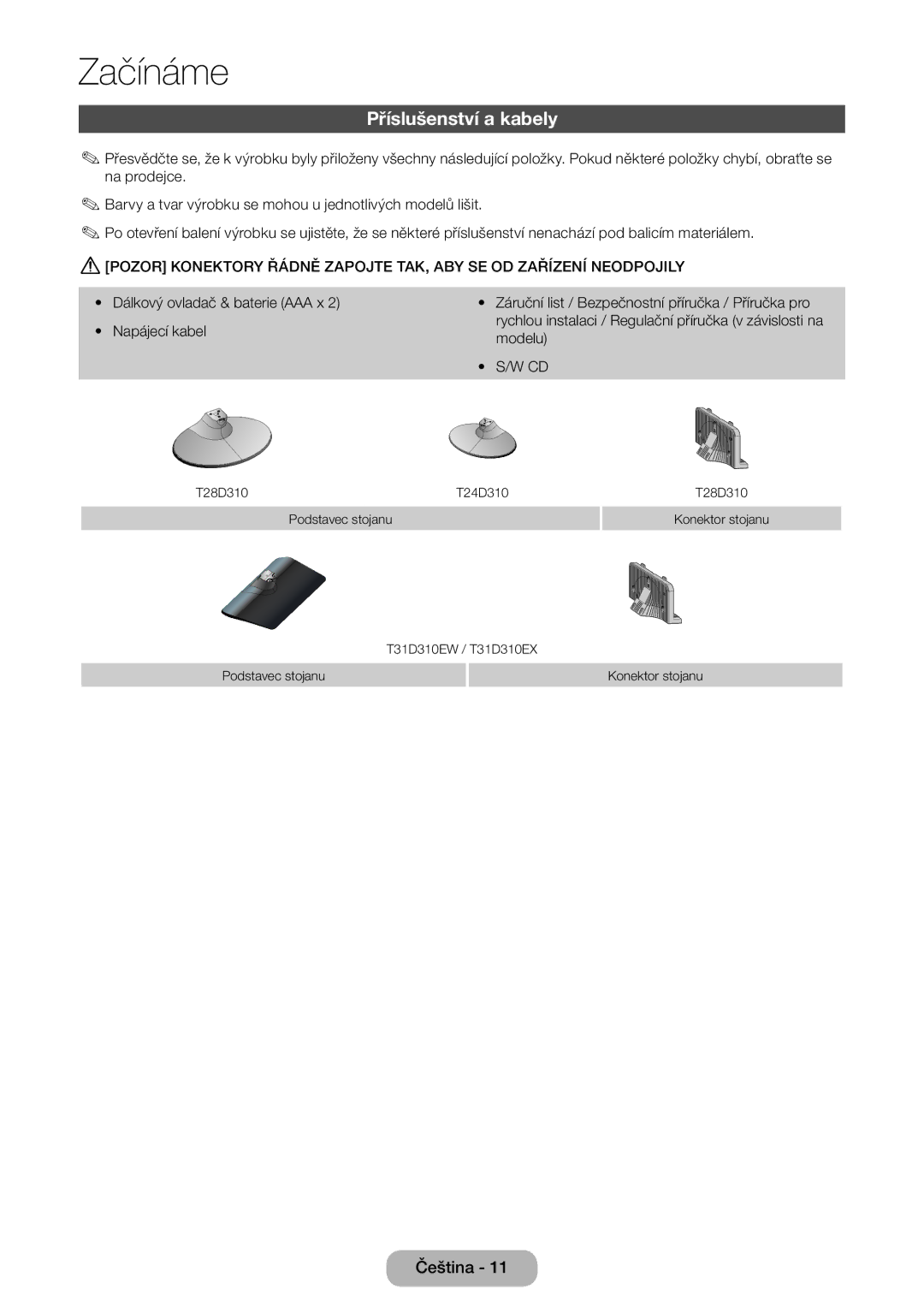 Samsung LT31D310EX/EN, LT31D310EW/EN manual Příslušenství a kabely 