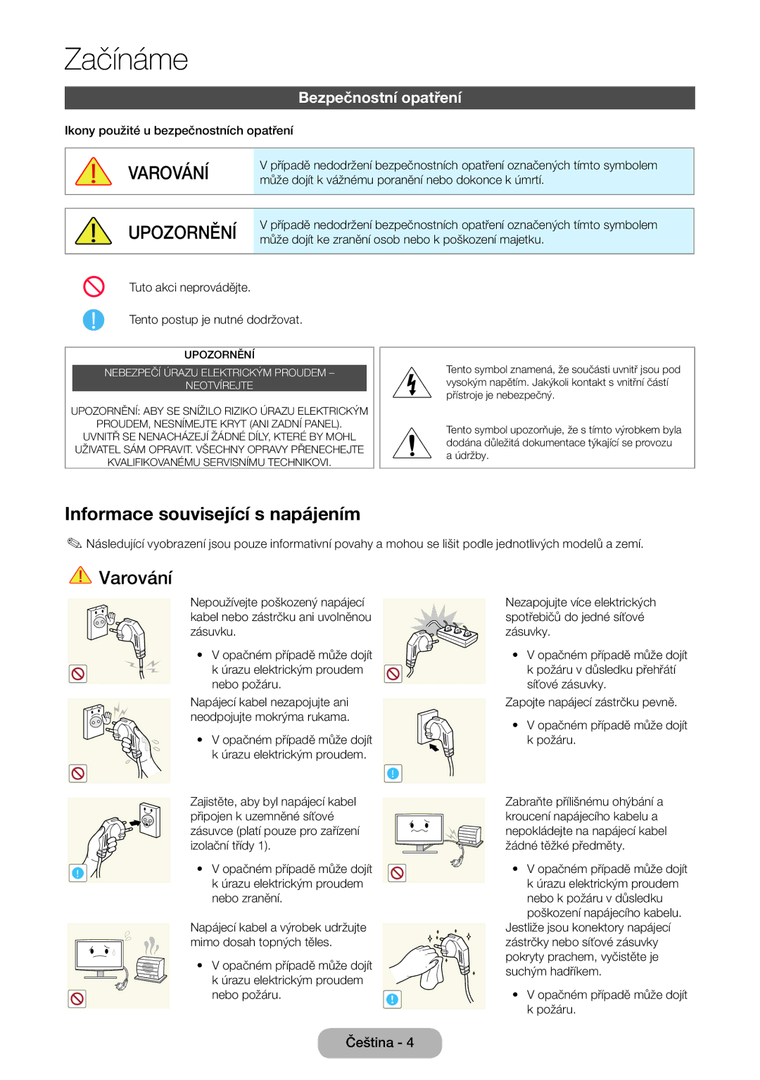 Samsung LT31D310EW/EN, LT31D310EX/EN manual Informace související s napájením, Bezpečnostní opatření 