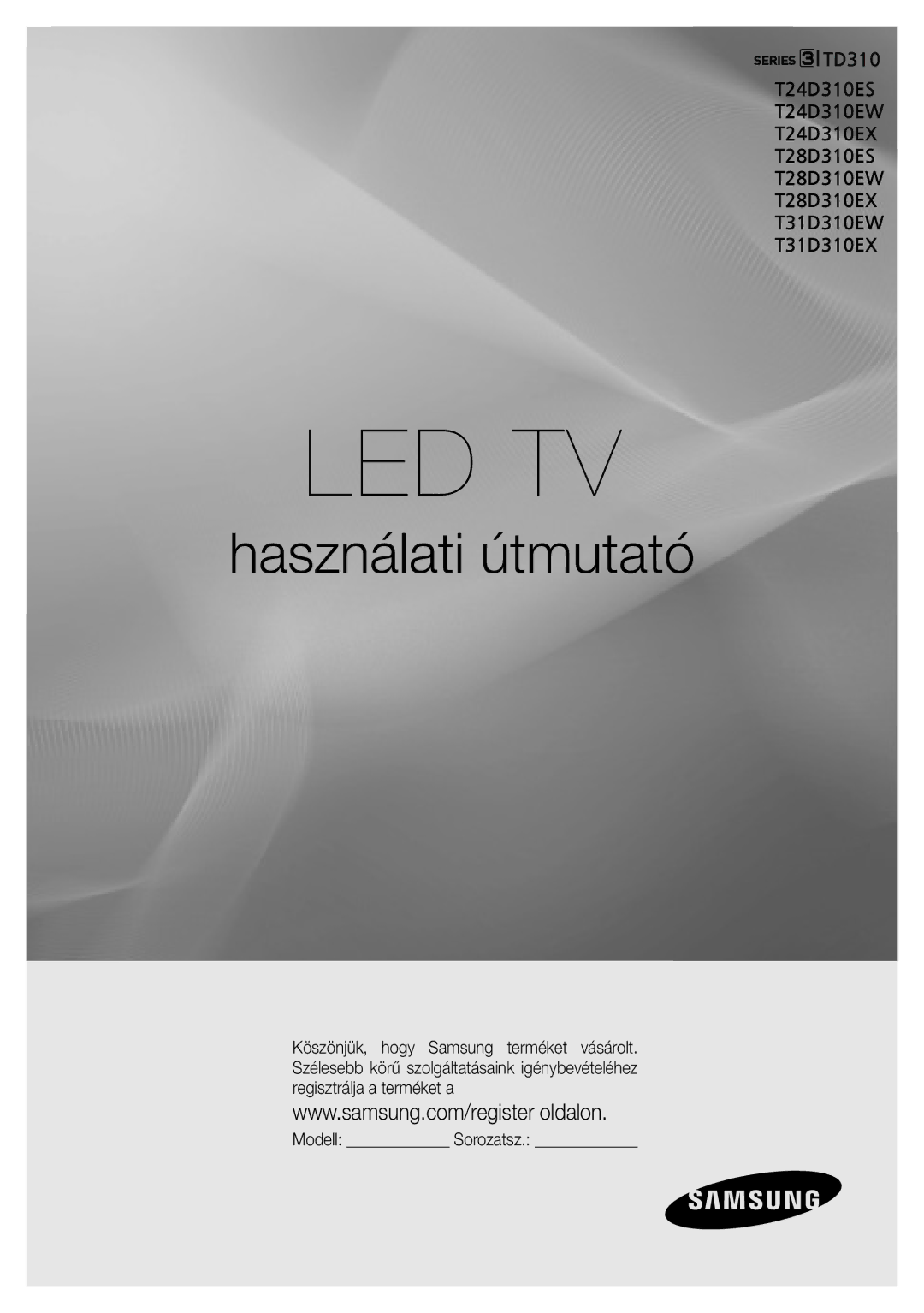 Samsung LT31D310EX/EN, LT31D310EW/EN manual Led Tv 