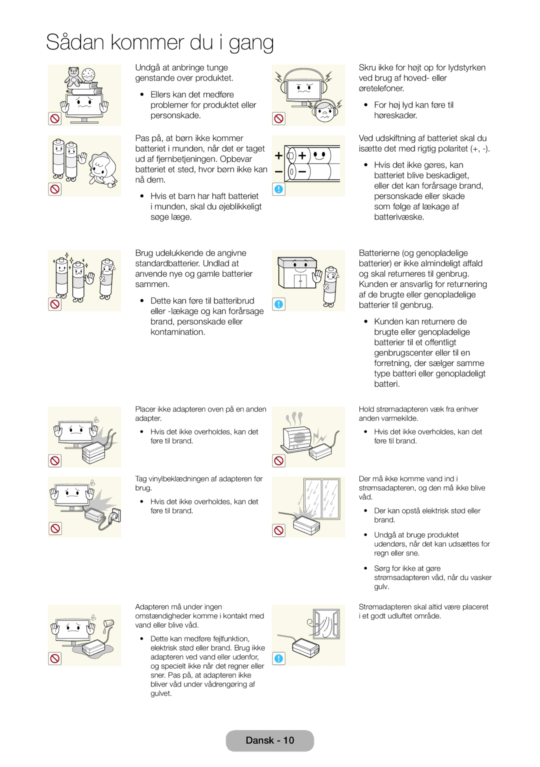 Samsung LT31D310EW/XU manual Undgå at anbringe tunge genstande over produktet 