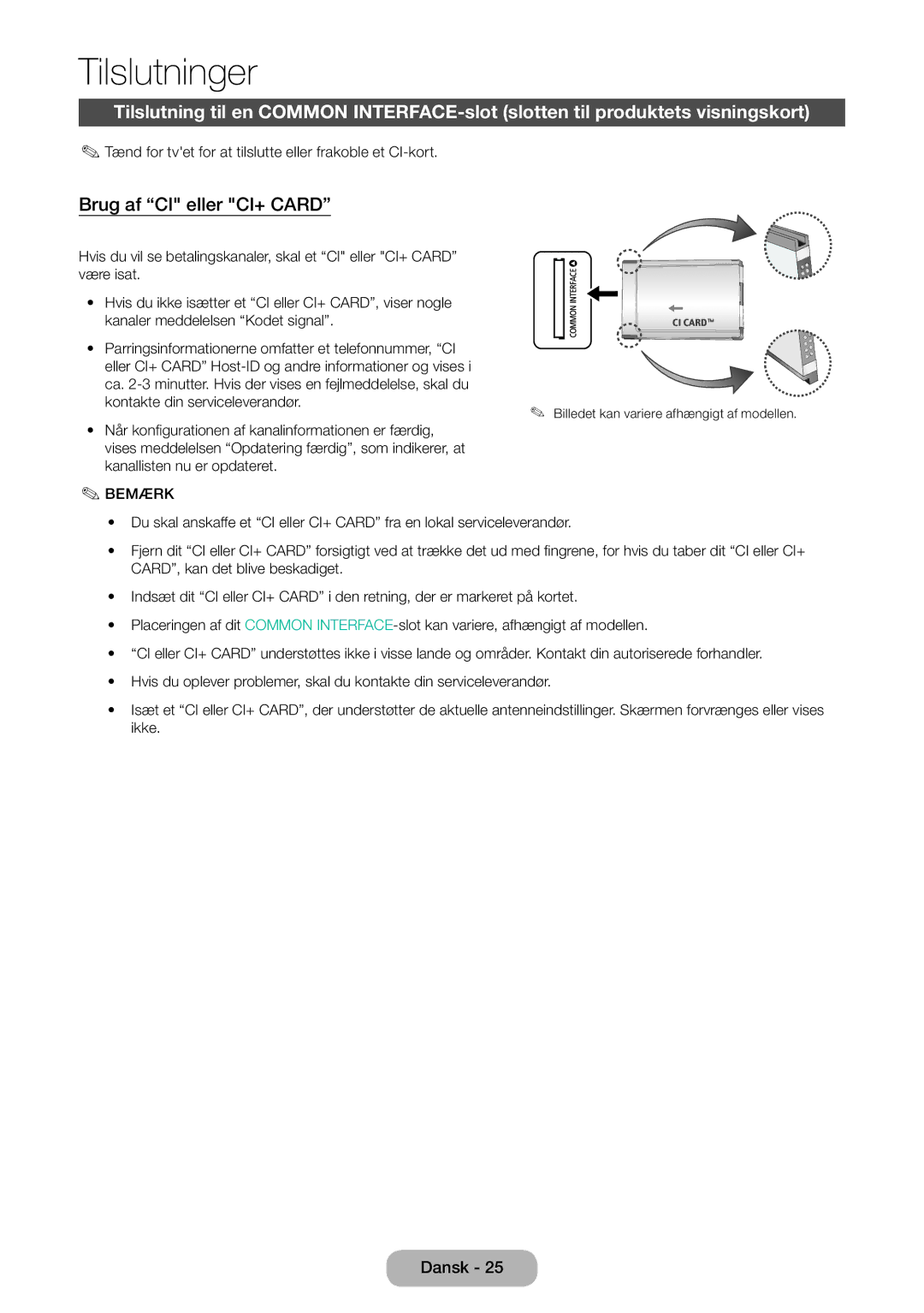 Samsung LT31D310EW/XU manual Brug af CI eller CI+ Card 