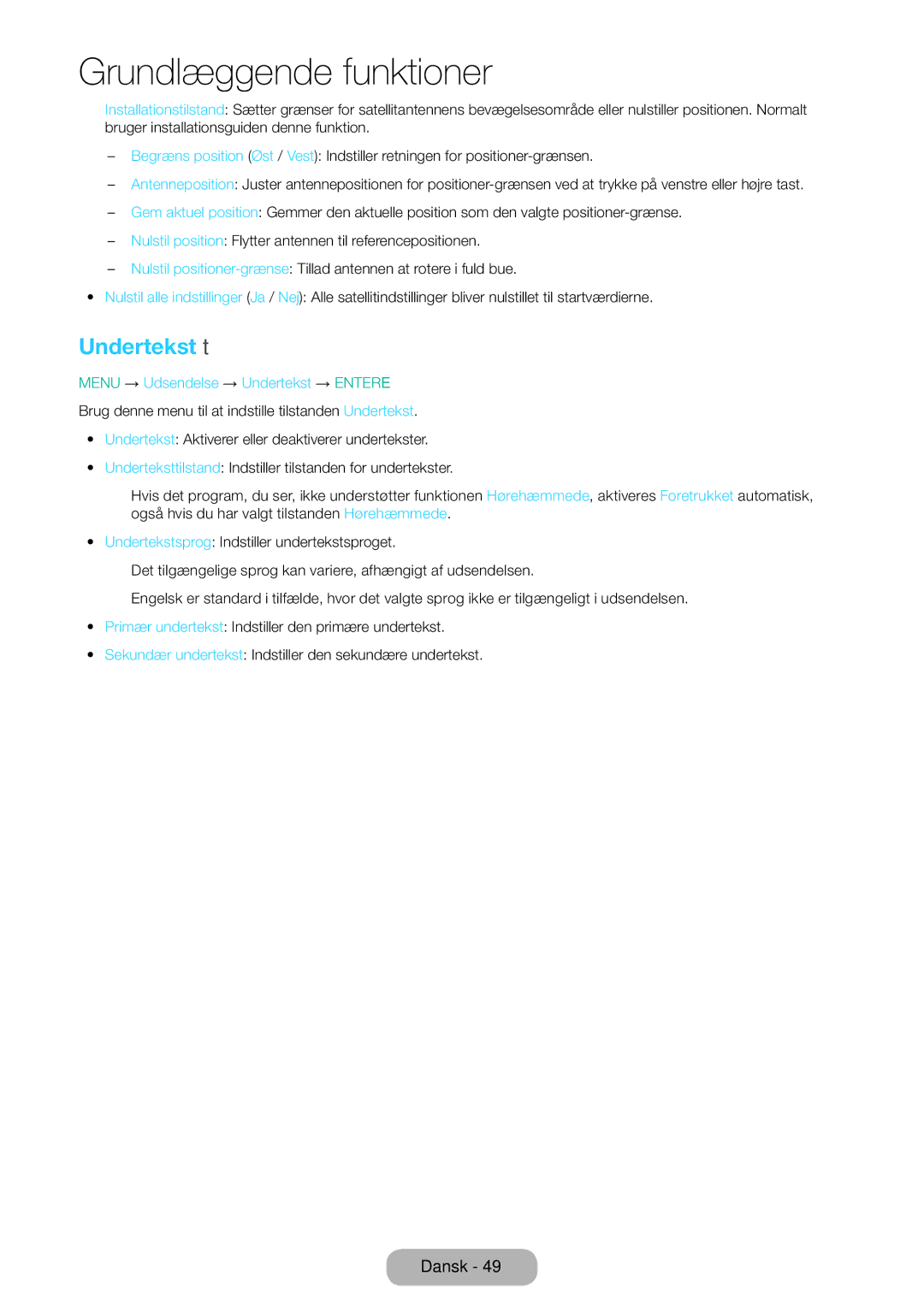 Samsung LT31D310EW/XU manual Undertekst t 