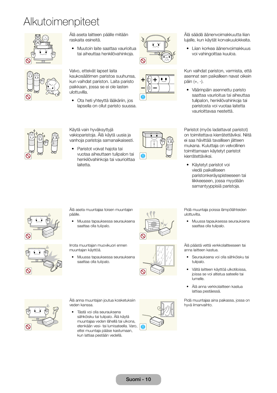 Samsung LT31D310EW/XU manual Älä aseta laitteen päälle mitään raskaita esineitä 