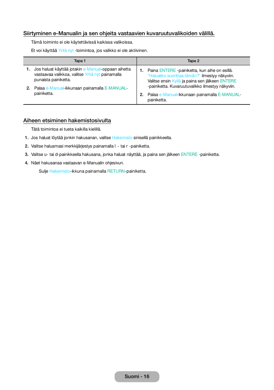 Samsung LT31D310EW/XU manual Aiheen etsiminen hakemistosivulta, Haluatko suorittaa tämän? ilmestyy näkyviin 