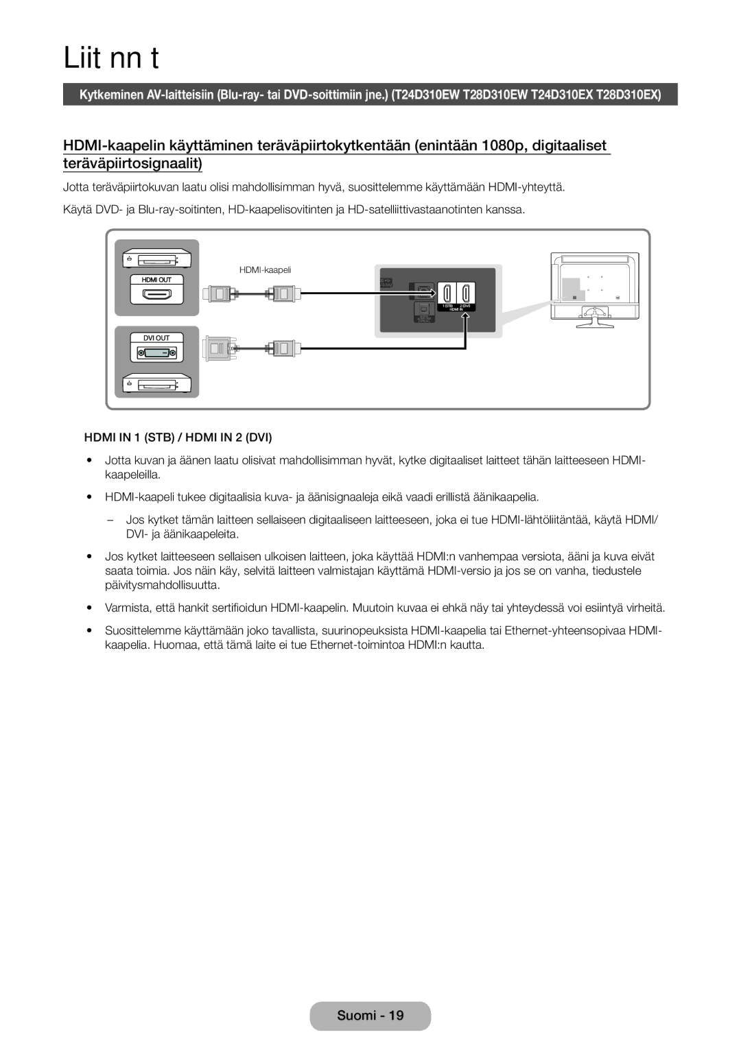 Samsung LT31D310EW/XU manual Liitännät 