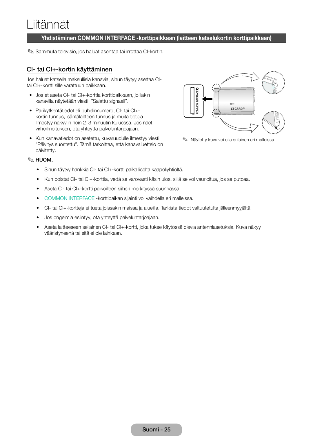 Samsung LT31D310EW/XU manual CI- tai CI+-kortin käyttäminen 