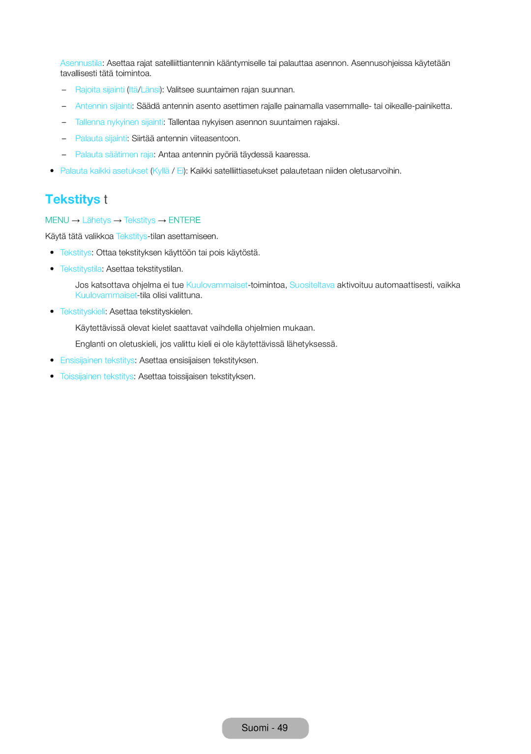 Samsung LT31D310EW/XU manual Tekstitys t 