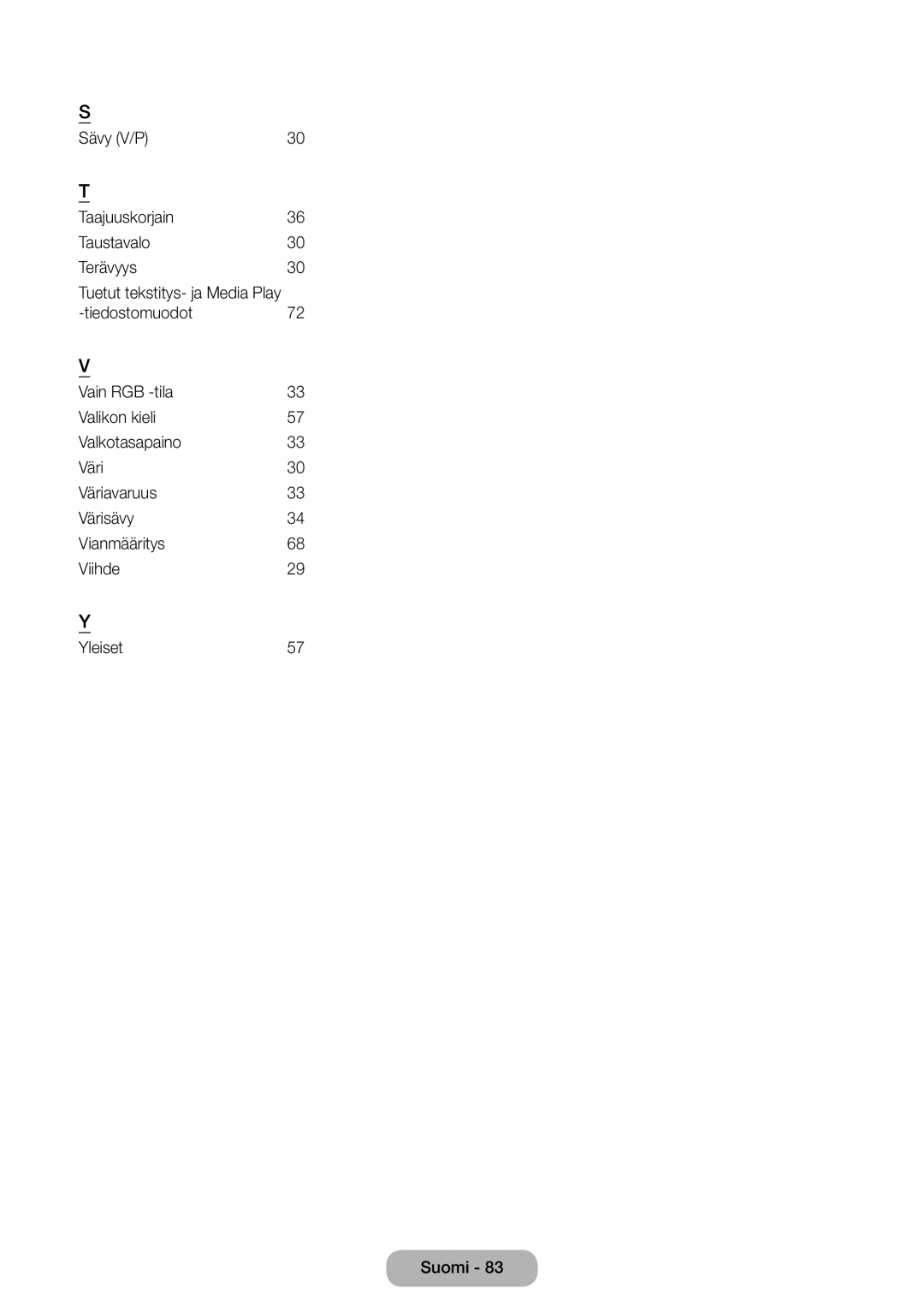 Samsung LT31D310EW/XU manual Muut tiedot 