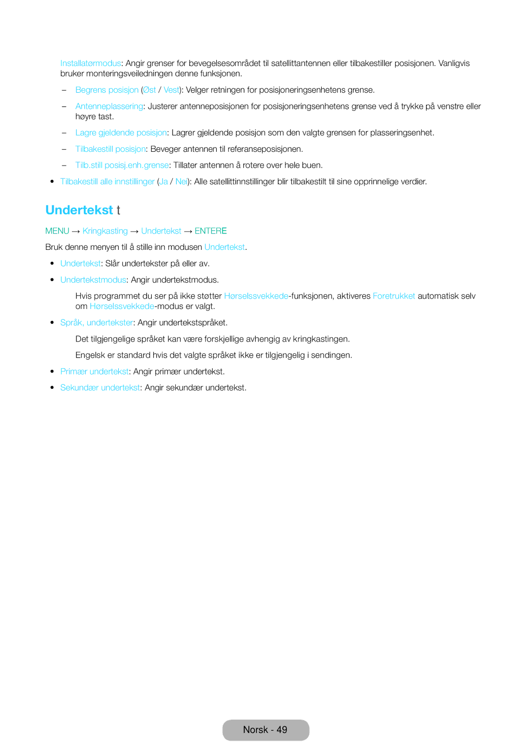 Samsung LT31D310EW/XU manual Undertekst t 