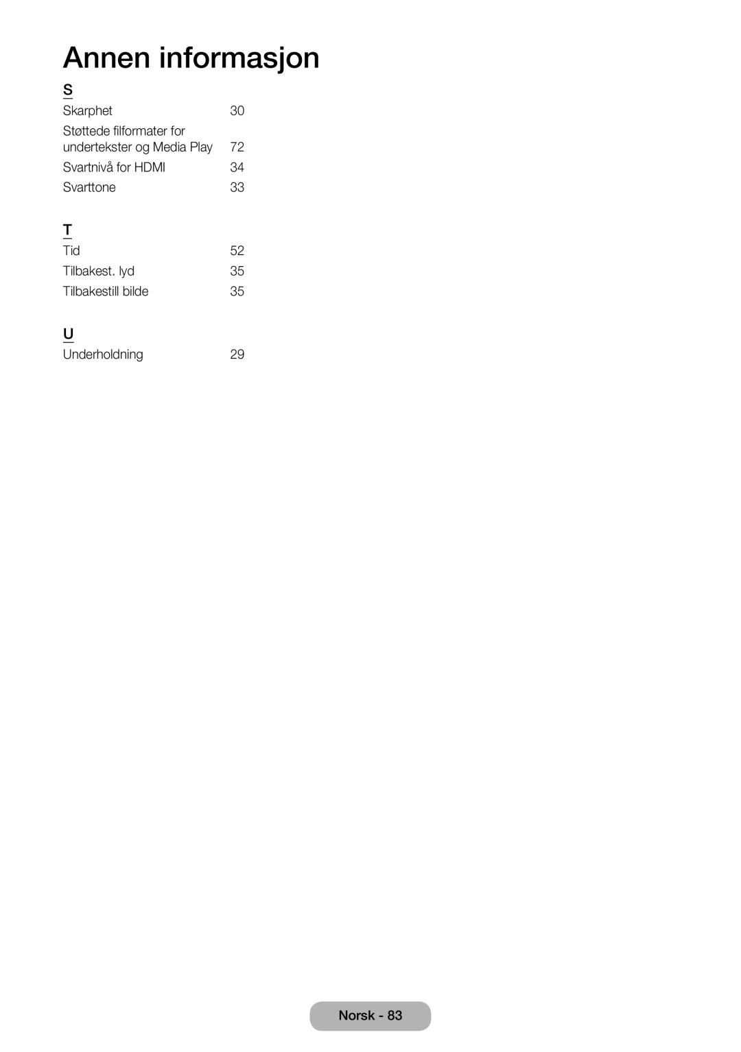 Samsung LT31D310EW/XU manual Skarphet Støttede filformater for 