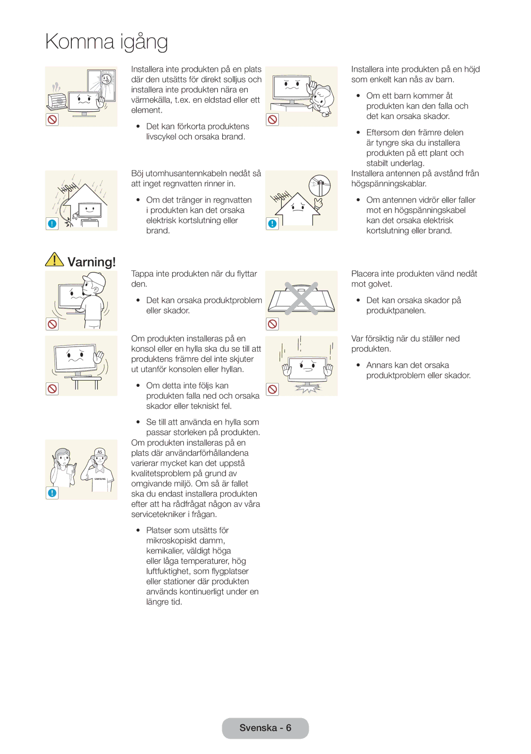 Samsung LT31D310EW/XU manual Om produkten installeras på en 