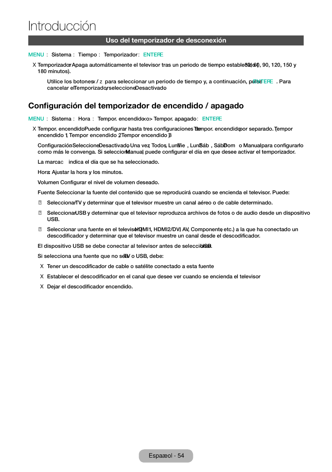 Samsung LT32E310EW/EN manual Configuración del temporizador de encendido / apagado, Uso del temporizador de desconexión 