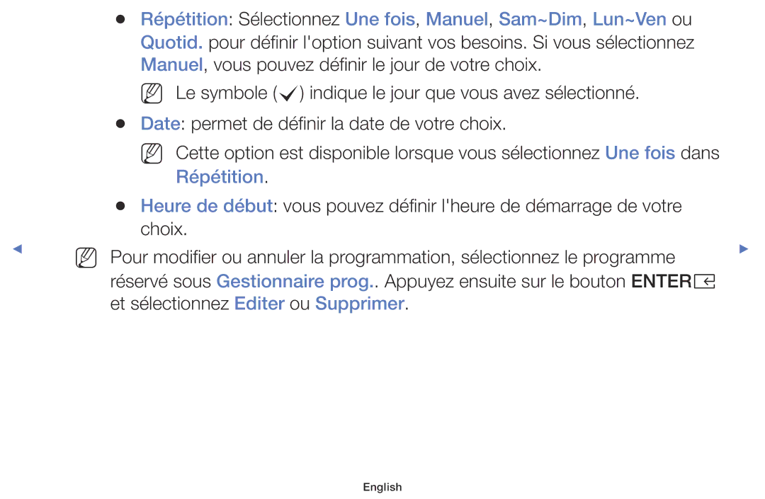 Samsung LT32E310EXQ/EN, LT28E310EXQ/EN, LT28E316EX/EN, LT32E316EX/EN, LT28E310EX/EN, LT32E310EX/EN manual Répétition 