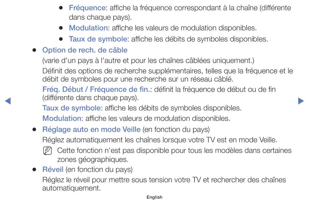 Samsung LT32E310EXQ/EN, LT28E310EXQ/EN manual Option de rech. de câble, Réglage auto en mode Veille en fonction du pays 
