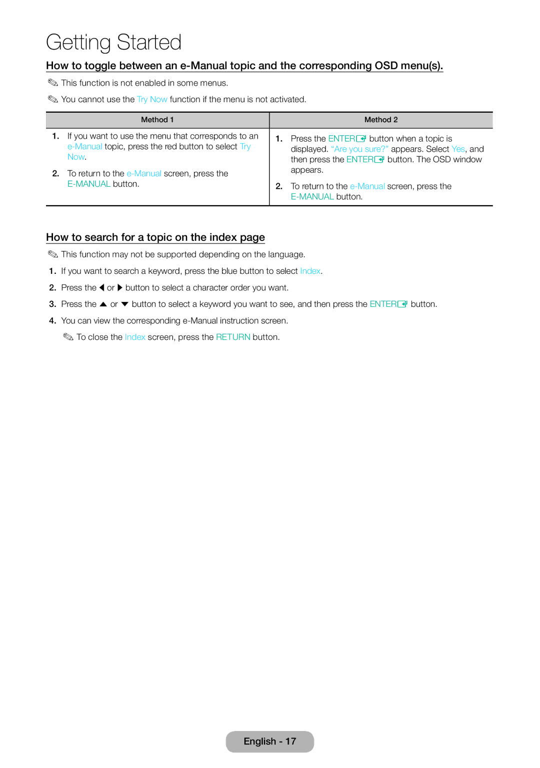 Samsung LT28E310EW/EN, LT32E310EXQ/EN, LT32E310EW/EN, LT28E310EXQ/EN manual How to search for a topic on the index, Now 