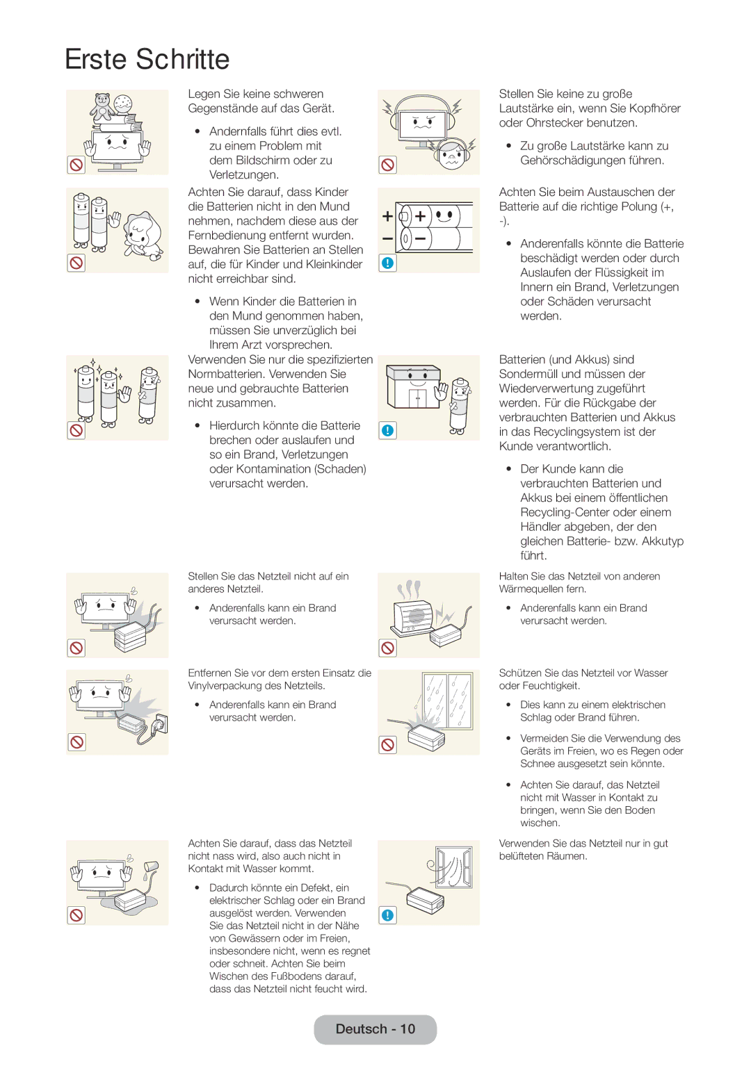 Samsung LT28E310EXQ/EN, LT32E310EXQ/EN, LT32E310EW/EN, LT28E310EW/EN, LT24E310EW/EN, LT28E310EX/EN manual Erste Schritte 