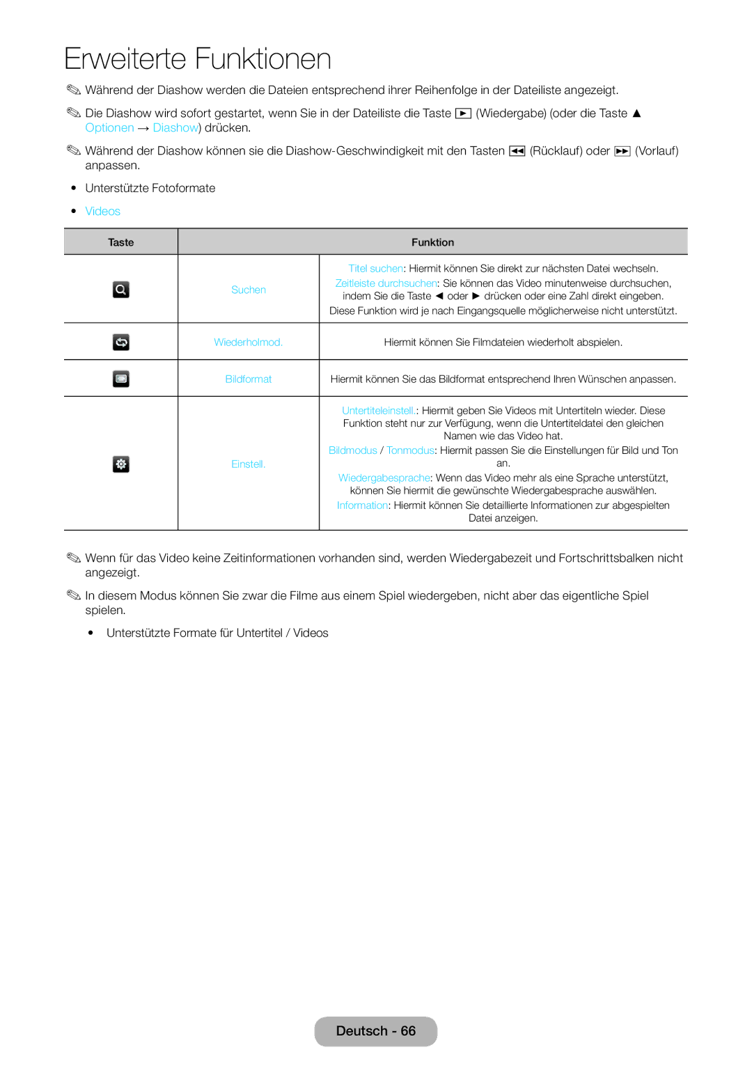 Samsung LT28E310EXQ/EN, LT32E310EXQ/EN, LT32E310EW/EN, LT28E310EW/EN, LT24E310EW/EN, LT28E310EX/EN manual Videos, Suchen 