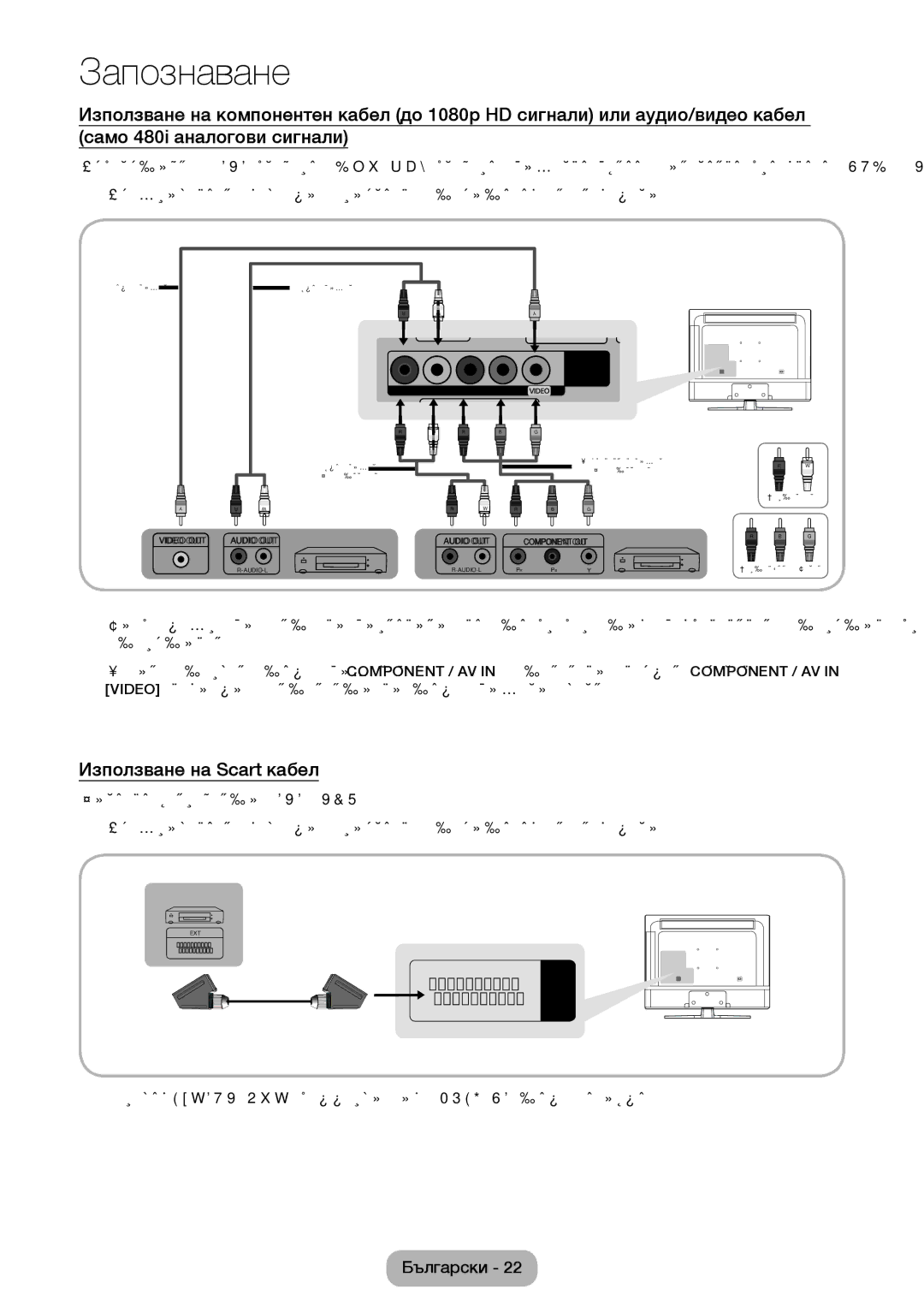 Samsung LT24E310EW/EN, LT32E310EXQ/EN Използване на Scart кабел, Режим Ext. DTV Out поддържа само Mpeg SD видео и аудио 