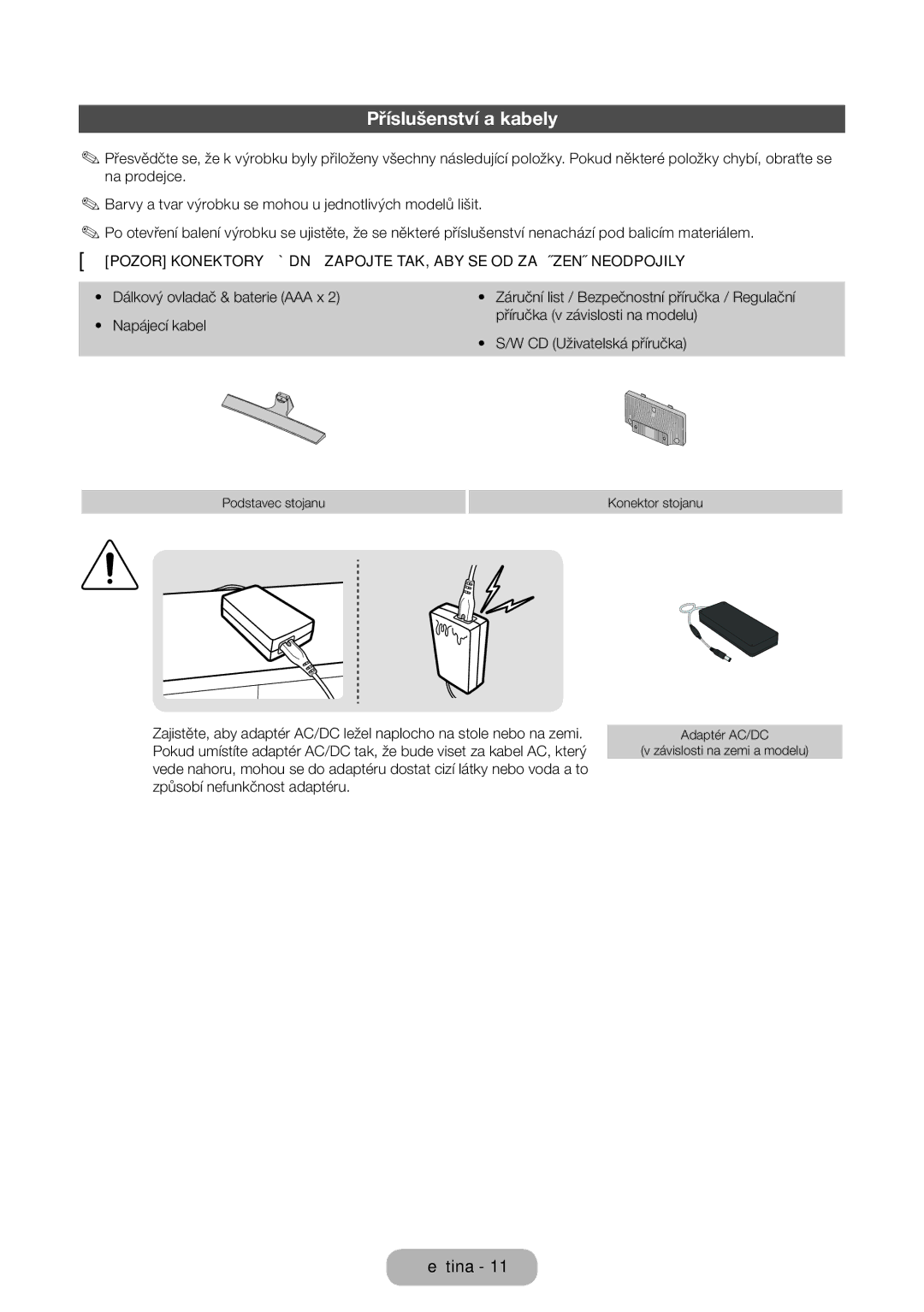 Samsung LT28E310EW/EN, LT32E310EXQ/EN, LT32E310EW/EN, LT28E310EXQ/EN, LT24E310EW/EN, LT28E310EX/EN manual Příslušenství a kabely 