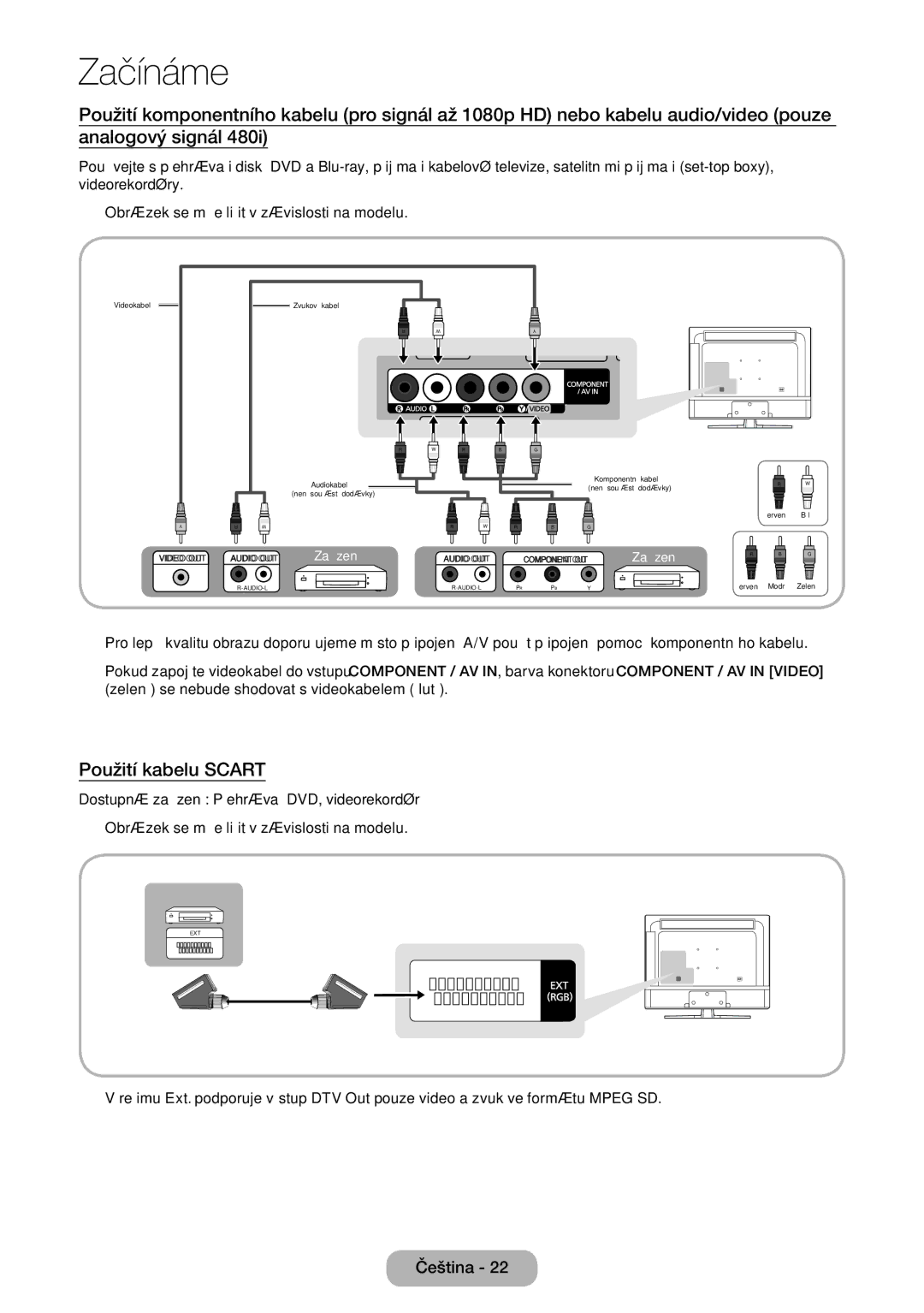 Samsung LT24E310EW/EN, LT32E310EXQ/EN, LT32E310EW/EN, LT28E310EW/EN, LT28E310EXQ/EN, LT28E310EX/EN manual Použití kabelu Scart 