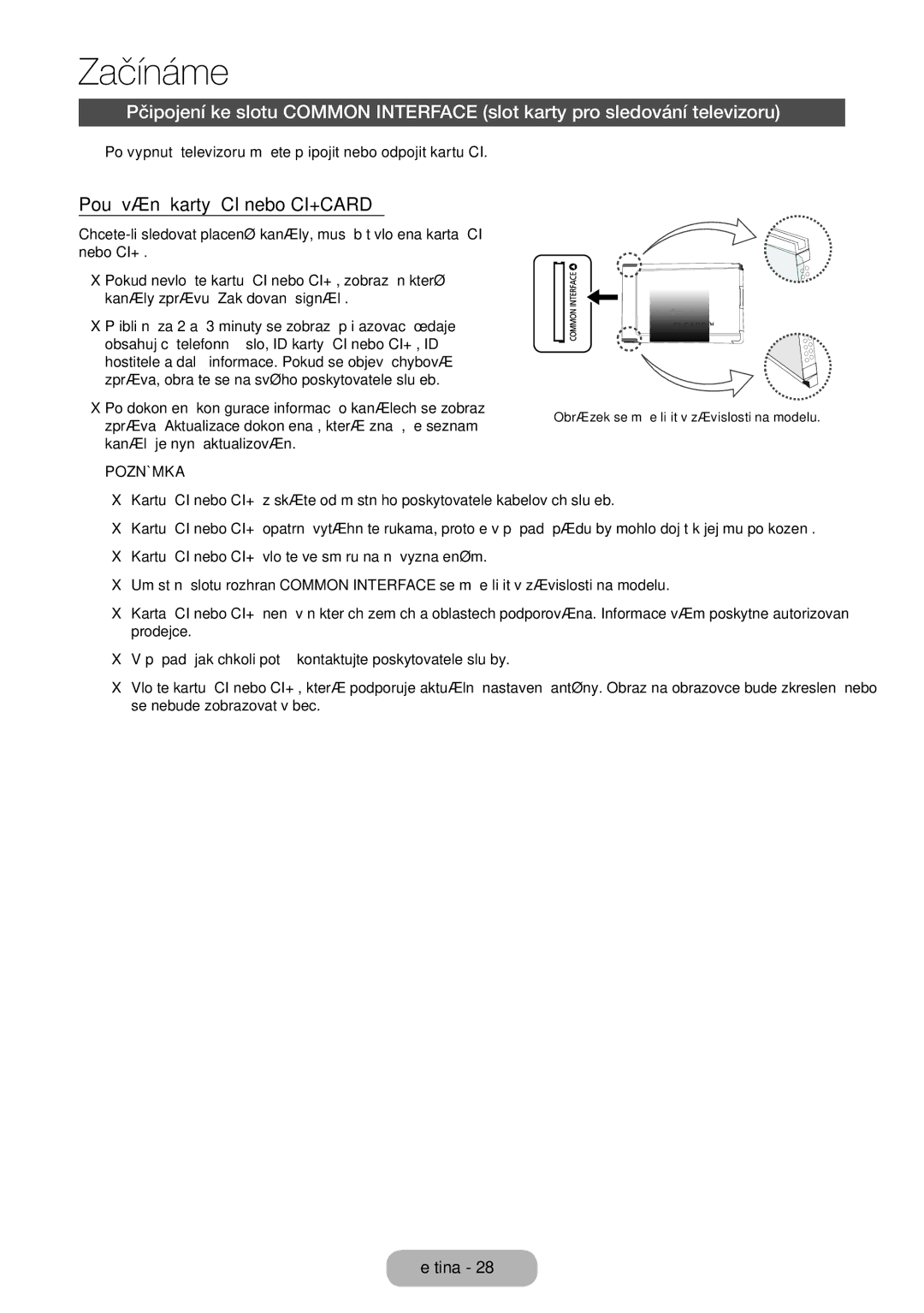 Samsung LT32E310EW/EN, LT32E310EXQ/EN, LT28E310EW/EN, LT28E310EXQ/EN, LT24E310EW/EN manual Používání karty „CI nebo CI+CARD 